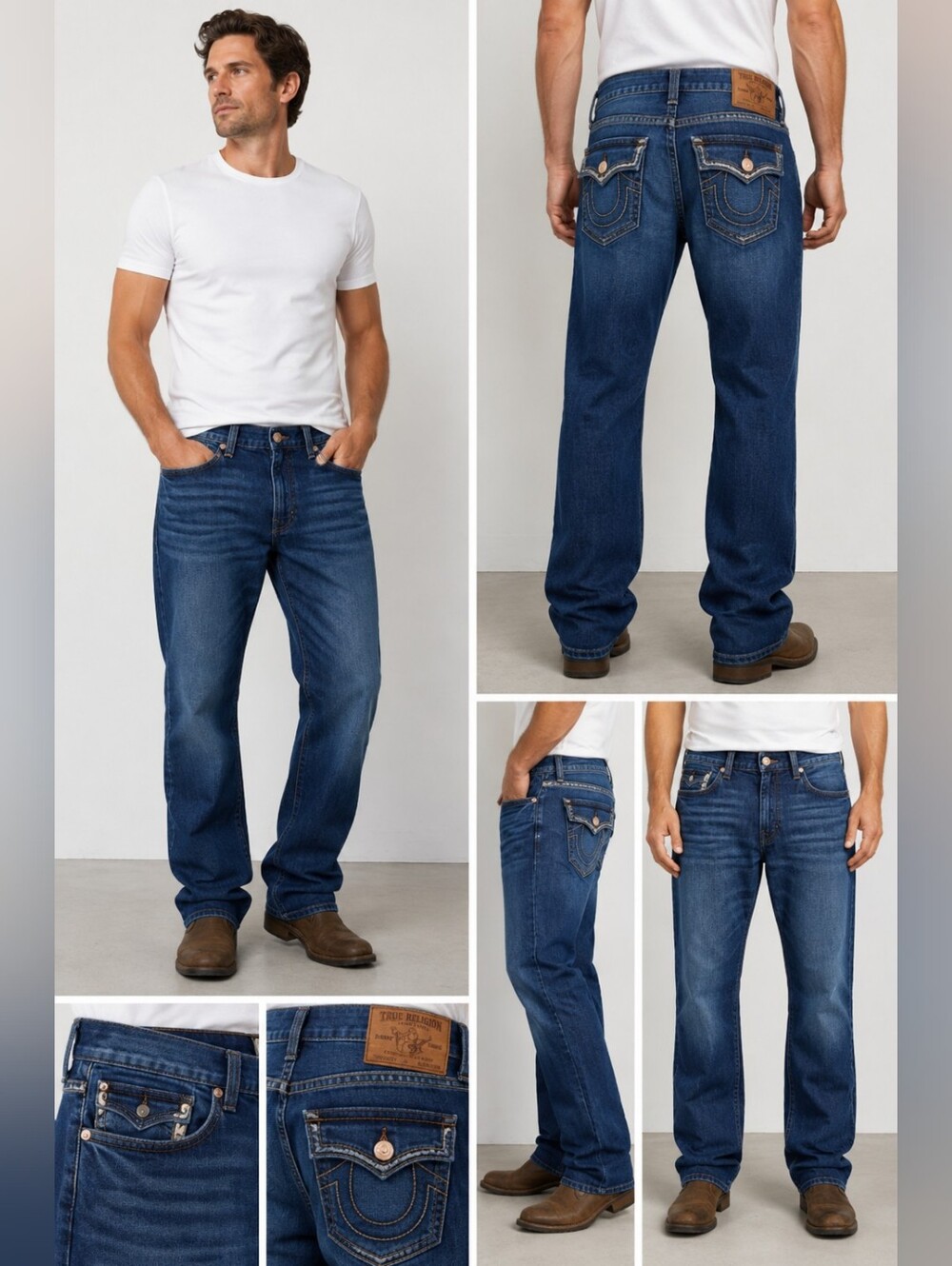 True Religion Men's Ricky Relaxed Straight Jeans Size 42 X 31.5" Flap Pockets